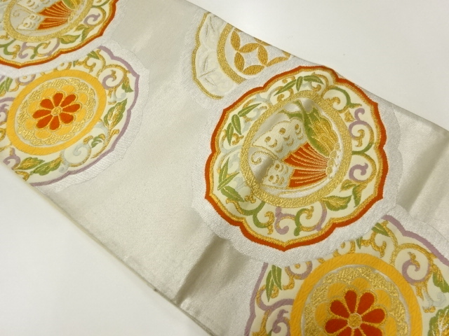 JAPANESE KIMONO / ANTIQUE FUKURO OBI / SILK / WOVEN BUTTERFLY & FLOWERS